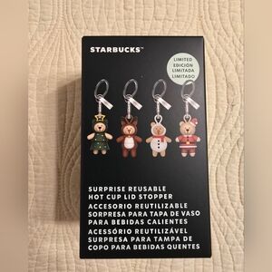 NIB Starbucks 2025 Holiday Hot Cup Lid Bearista Stopper W/ Key Ring, MYSTERY BOX